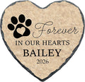 Personalized Dog Memorial Stone, Forever in Our Hearts Paw Print Heart Plaque, Pet Loss Gift for Dogs (S-20)