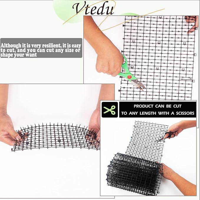 Cat Deterrent Mat(6.5ft), Cat Repellent Mat, Cat Scat Mat,Cat Spikes with 8 Staples, Scat Mats for Pets(Cats, Dogs...) for Garden