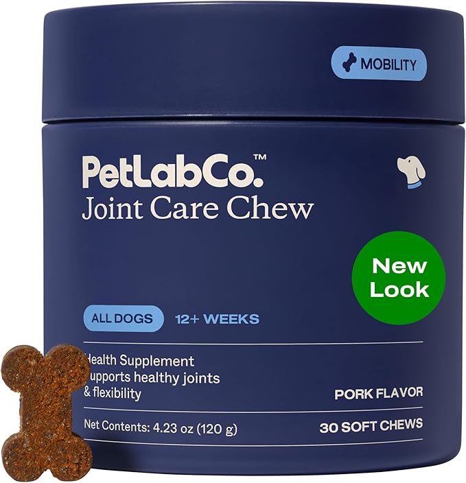 Petlab Co. Joint Care Chews for Dogs - High Levels of Glucosamine, Green Lipped Mussels, Omega 3 and Turmeric - Hip and Joint Supplement for Dogs to Actively Support Mobility, Packaging May Vary