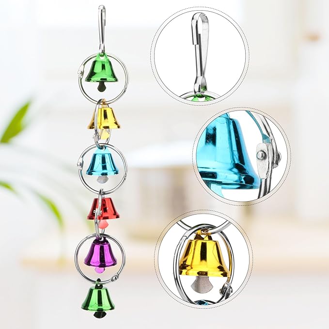 Hypeety Parrot Chew Toys Swing Colorful Bells Chandelier Bird Hanging Toy Parrot Cage Craft Toys Cages African Grey Conure Cockatiel Hanging Bell C