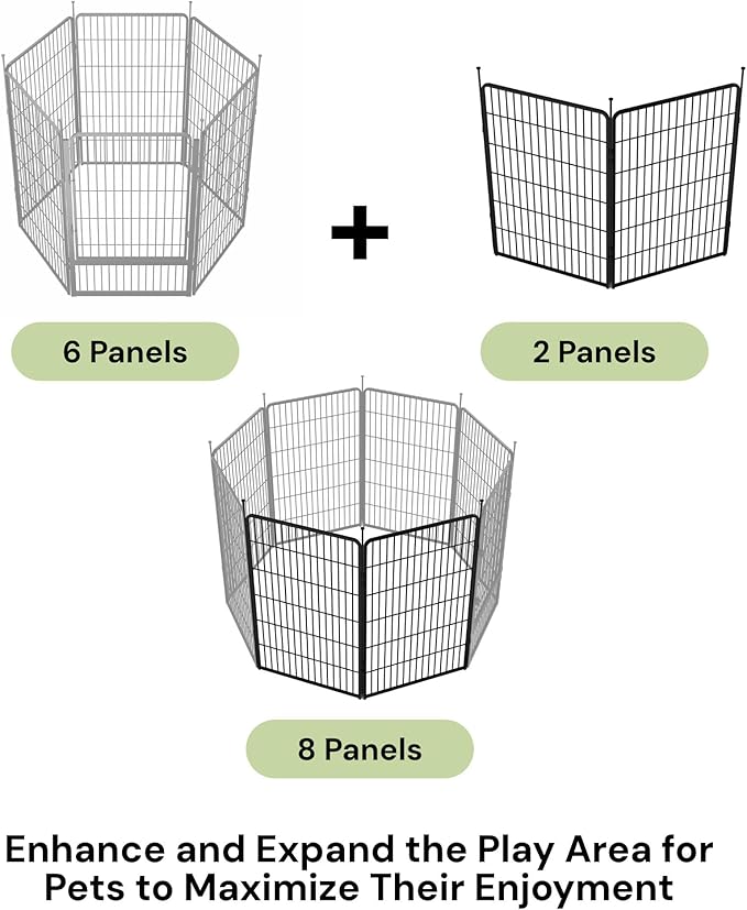 SunsGrove Dog Playpen Outdoor, Heavy Duty 45 Inch 2 Panels Play Pen for Large Dogs, Free and Safe Play Dog Fence, Black