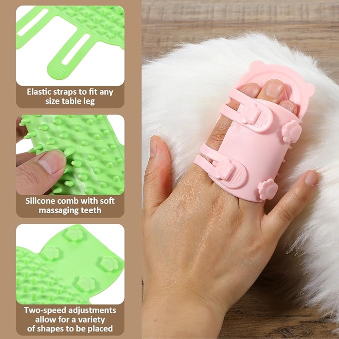4Pcs 2-in-1 Silicone Cat Face Scratchers, Self-Cleaning Massage & Shedding Tool, Adjustable Cat Face Scratchers for Climbing Frames & Table Legs, Reduces Shedding, Scratching & Itchiness