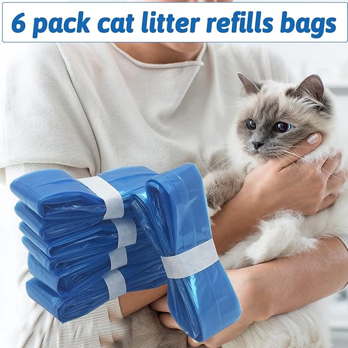 6 Pack Cat Litter Refills Bag,Compatible with Litter Refill Litter Disposal Refill Cartridge Generic Pail Liner Suitable for Genie Original Refill Cartridge Not Included