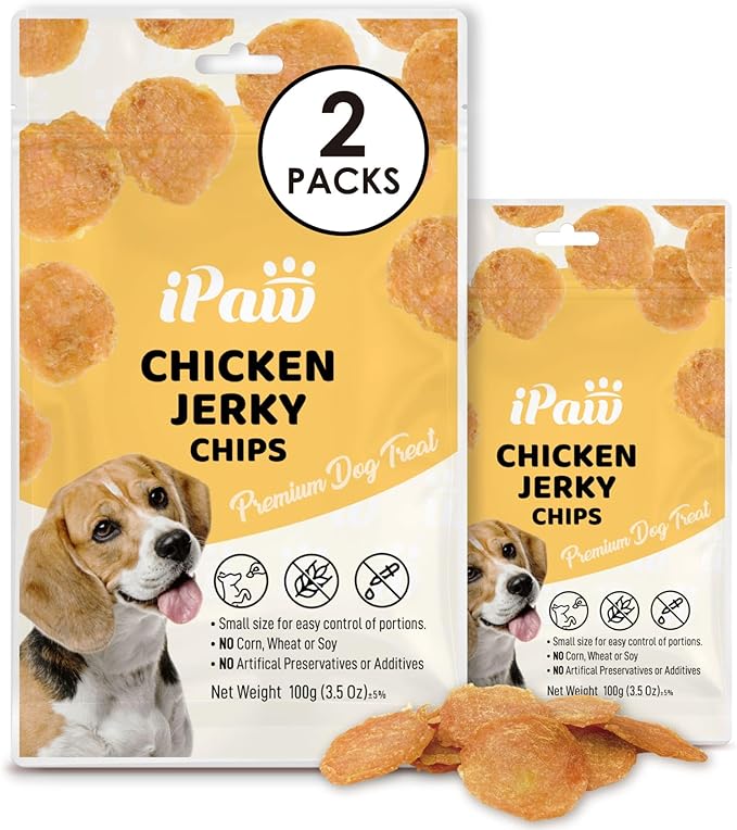 iPaw 2 Saver Combo Chicken Chips Dog Treats for Puppy Training, All Natural Human Grade Dog Treat, Hypoallergenic, Easy to Digest (Chicken Chips), 2 Packs