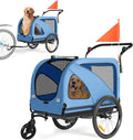 Sepnine Dog Bike Trailer, Supports up to 110 lbs, 2-in-1 Pet Stroller Cart Bicycle Carrier, Easy Folding Cart Frame with Quick Release Wheels, Universal Bicycle Coupler, Non-Slip Floor, Internal Leash