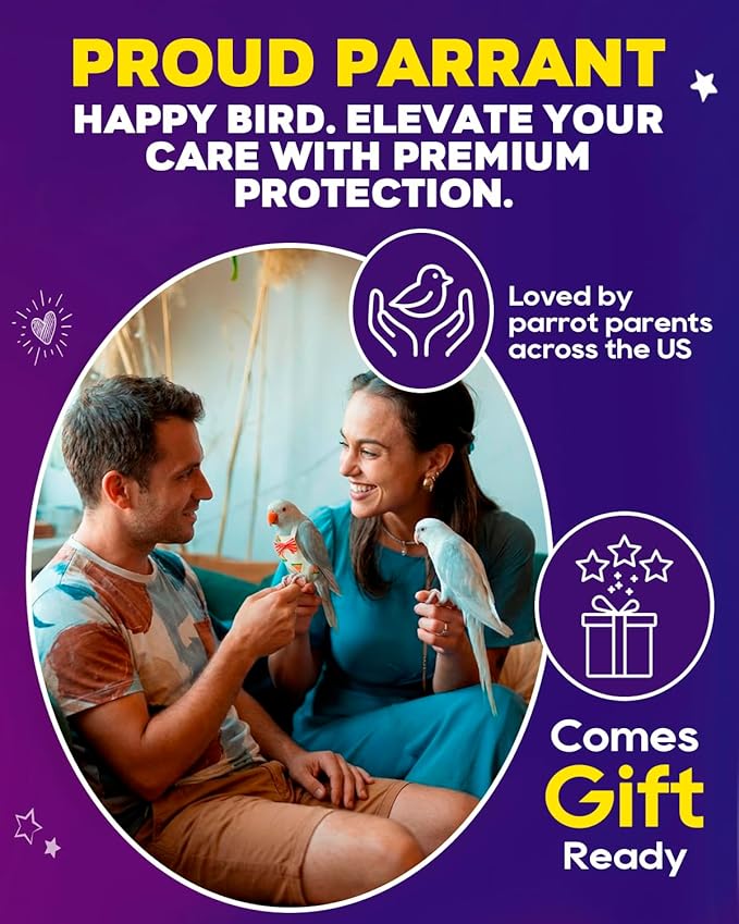 10Pcs Reusable Bird Diapers - Washable Parrot Nappy with Waterproof Lining & Adjustable Straps for Pigeons (Size L)