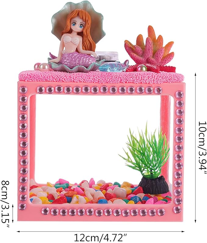 Small Betta Fish Tank Plastic Fish Bowls Single Fish Aquariums Clear Cube Tanks for Feeding Box DIY Craft Acc Plastic Bowls Small Betta Fish Tank Decorations