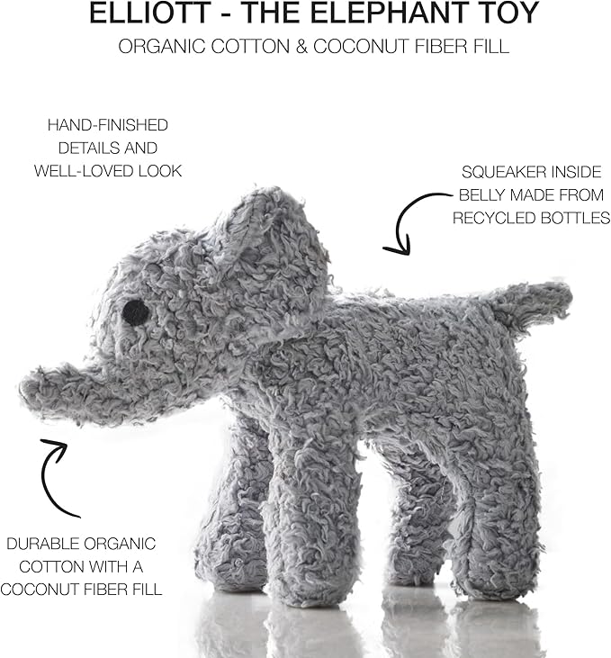 Plush Durable Cotton Dog Toys with Coconut Fill for All Pet Breeds, Bear Bunny Elephant (with Basket), One Size