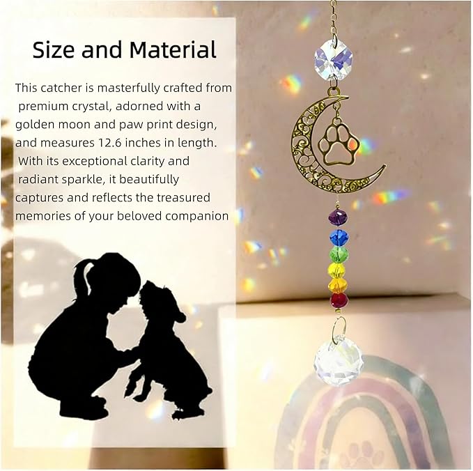 Loss of Dog Cat Pet Sympathy Gift, Memorial Bottle for Pet Hair, Pet Fur Keepsake, Memorial Urn, Pet Memorial Suncatcher and Dog Hair Keepsake, Dog Memory Memorial Keepsake(Mooncatcher)
