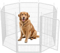 SunsGrove Dog Play Pen Indoors, 45 Inch 8 Panels Dog Playpen for Large Dogs, Easy Setup Anti-Rust Pet Fence, White