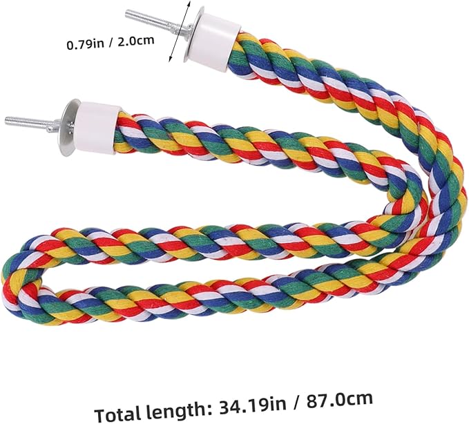Bird Rope Perch, Colorful Parrot Cotton Rope Bird Perch Stand Climbing Toys Pet Parrot Chewing Toy for Parrots Cockatiels Parakeets Budgie Cages