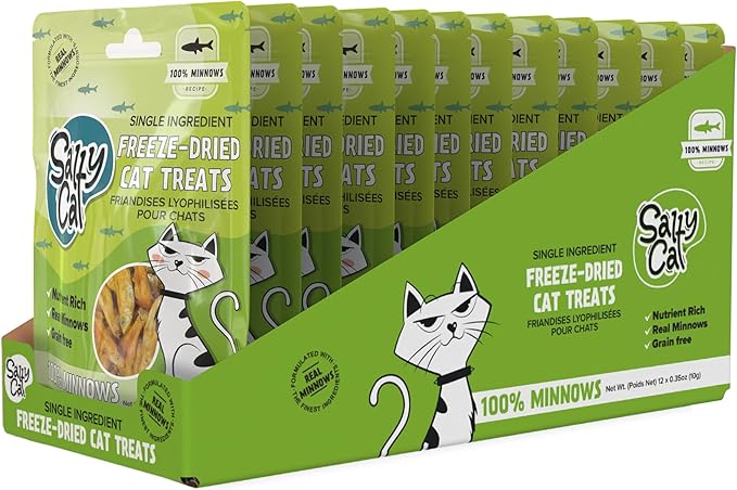 Salty Cat 100% Natural Freeze-Dried Minnows Cat Treats, 10g (12 Pack)