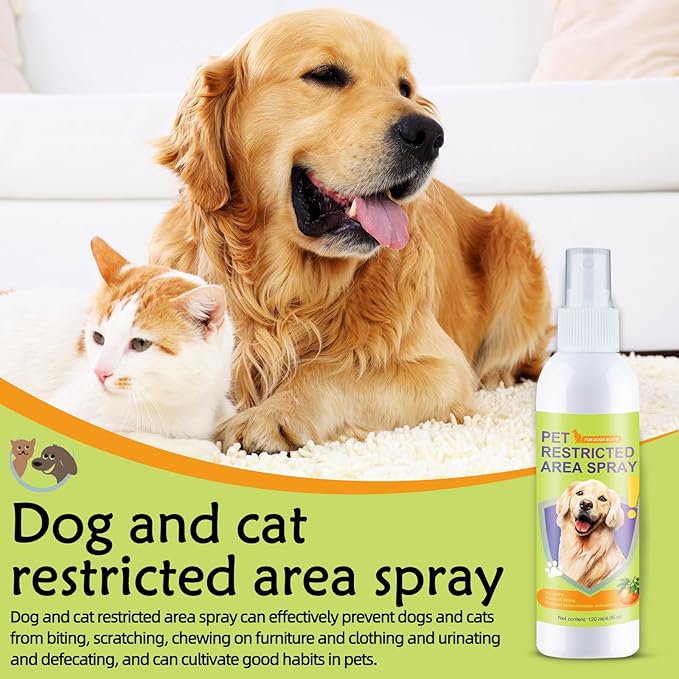 Cat Deterrent Spray for Peeing, Effective Dog Deterrent Spray for Furniture, Pee Corrector Spray, Training Spray for Furniture, Indoor & Outdoor Safe for Pet & Human, 4 oz / 120 mL