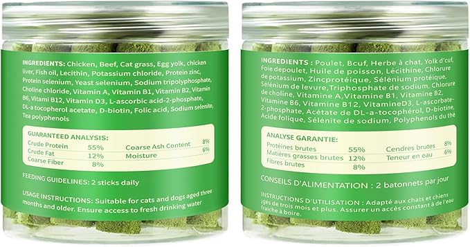 20Pcs Cat Grass Stick Snacks (100g), Freeze Dried Snacks, Catnip, for Cat Dental Care and Hairball Removal, Pampering Gastrointestinal System