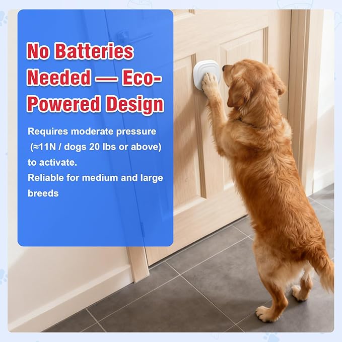 ChunHee Dog Door Bell for Potty Training – Smart Wireless Dog Bell to Go Outside – No Battery Needed, 11N Press Force, Perfect for Medium & Large Breeds – Wireless Pet Communicatio
