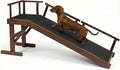 61" Dog Ramp for Bed,Birchwood Pet Ramp with Removable Side Rail and Non-Slip Surface, Pet Ramp for Small & Large Dogs with Rest Platform and DIY Glow Strips,Dog Stairs for Couch, Brown
