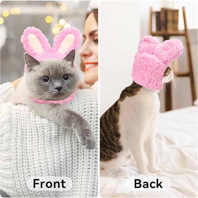 Cat Bunny Rabbit Ears Hat Costumes, Rabbit Ears for Dogs Party Costume Easter, Pet Accessory Cute Headwear, Easter Pet Costume for Cats Small Dogs Puppy (Pink)