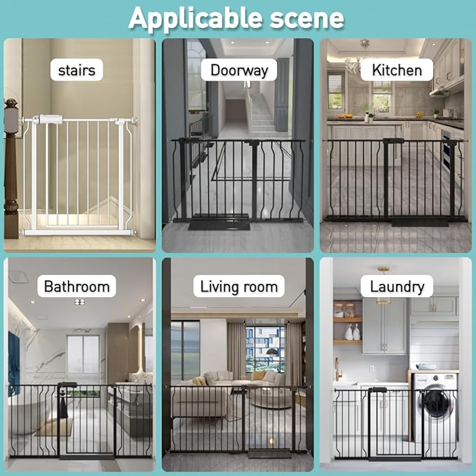 WAOWAO Baby Gate 14.16" Extra Wide Pressure Mounted Walk Through Swing Auto Close Safety White Metal Toddler Kids Child Dog Pet Puppy for Stairs,Doorways,Kitchen