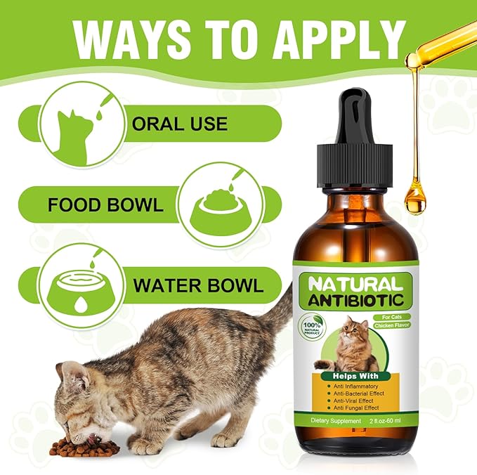 Natural Antibiotics for Cats,Cat Antibiotic,Cats Multivitamin,Immune Support,Supports Allergy Itch Relief,Cat Supplements,Allergy Support