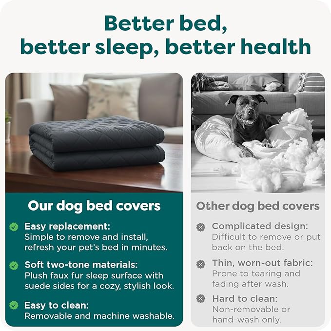 Furhaven Replacement Dog Bed Cover Quilted Sofa-Style, Machine Washable - Iron Gray, Jumbo (X-Large)