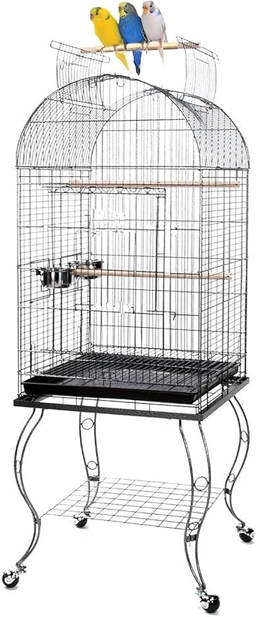 Large Open/Close Dome Play Top Style Parrot Bird Cage with 5/8-Inch Bar Spacing for Green Cheek Conures Lovebirds Budgies Canary Finch Parrotlet Portable Parrot Cage Removable Rolling Stand