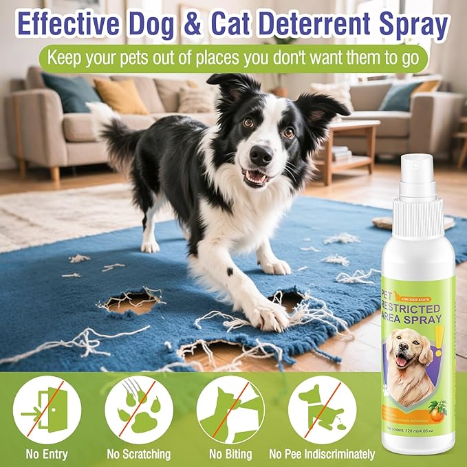 2PCS Pet Deterrent Spray - Stops Cat & Dog Peeing, Chewing, Scratching, Natural Citrus & Lemon Formula, Safe, Stain-Free Pee Corrector for Furniture, Shoes Indoor & Outdoor Training (2 Count)