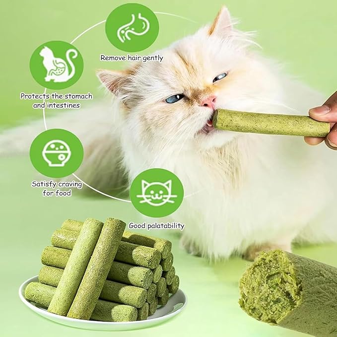 Cat Toys 17Pack 100g Catnip Grass Teething Stick for Hairball Removal Kitten Toy Freeze Dried Chew Dental Food for Indoor Kitty Lickable Edible Snack