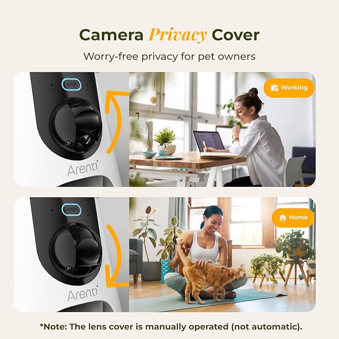 ARENTI Smart Automatic Cat Feeder and Water Fountain, 4L Pet Feeder Cat Food Dispenser with Camera, Dual Power, App Control, Live View & Night Vision, Meal Call, Hygienic Water Flow, Desiccant Bag