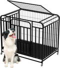 43.3×29.5×35.4 in Heavy Duty Dog Crate, Alloy Steel Material Dog Kennel, with 3 Doors 4 Lockable Wheels 1 Removable Trays, Dog Cage Kennel for Small to Medium Dogs (43 in)