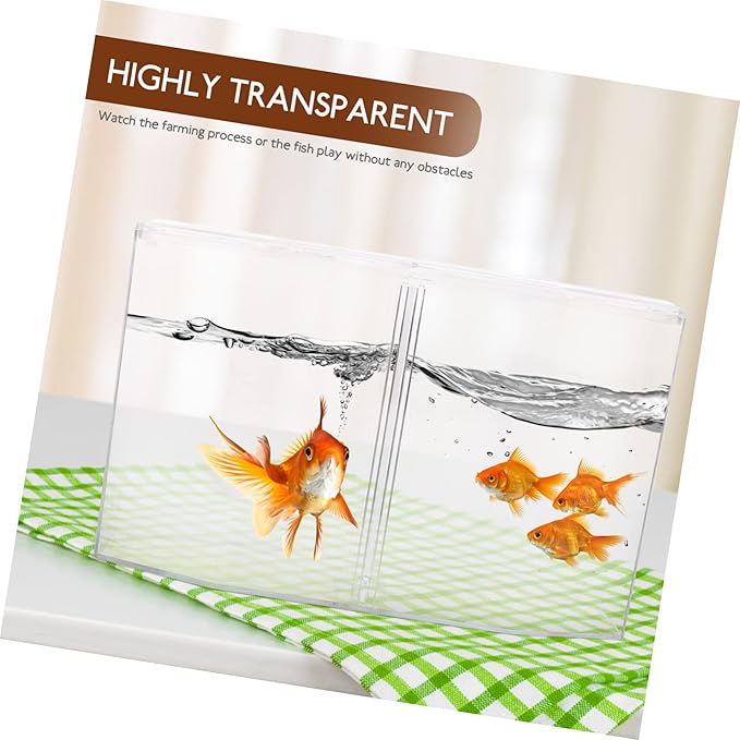 ARTIBETTER Transparent Fish Isolation Tank Two Compartments High- Breeding Box for Betta and Small Fish Aquarium Incubator for Spawning and