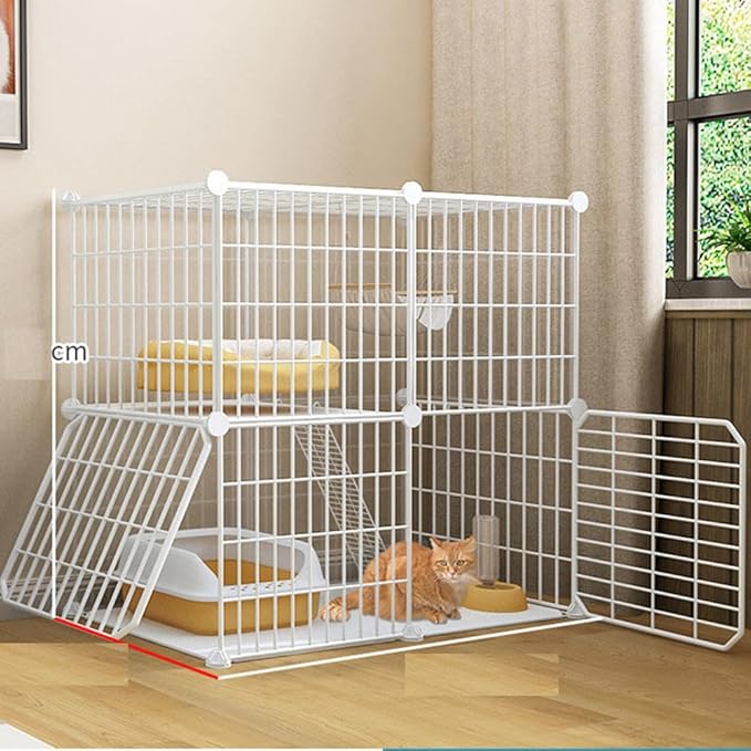 Cat Cage Indoor DIY Cat Playpen Detachable Metal Wire Kennels Indoor Cat Enclosures DIY Playpen Metal Kennel (2 Tier)
