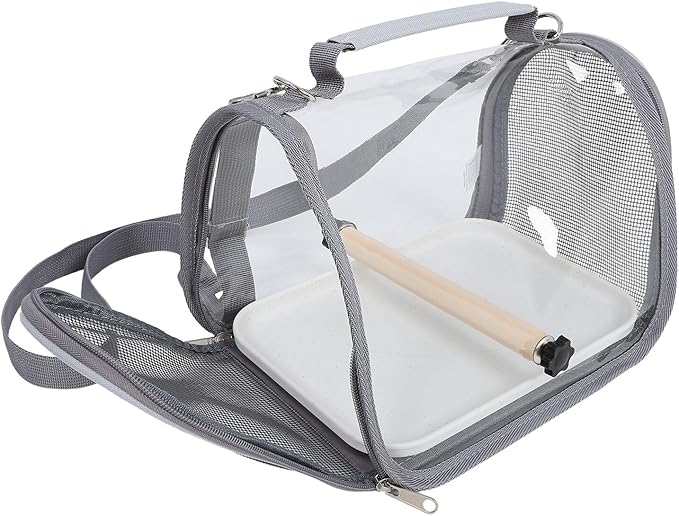 Beaupretty Small Bird Cage Travel Carrier with Handheld Portable Design, Lightweight Gray Pet Carrying Case for Small Parakeets and Conures, Outdoor Bird Transport Bag for Vacations
