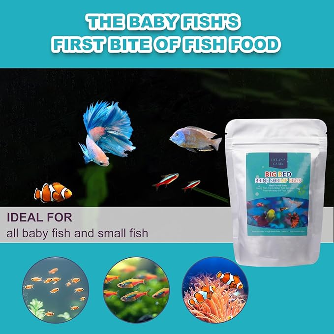 Dylan's cabin Brine Shrimp Eggs Fish Food - 90% Hatch Rate for Aquatic Foods Baby Aquarium Fish Freshwater Saltwater Marine Tank Hatchery Fry 150G