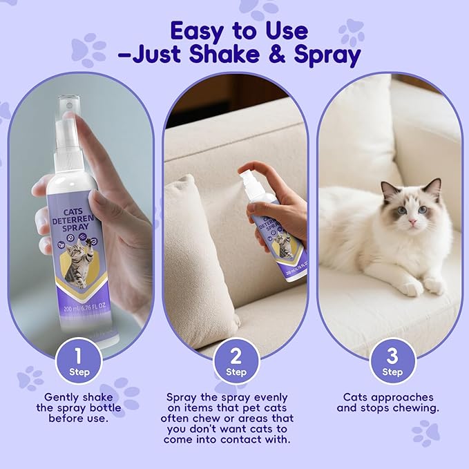 Cat Deterrent Spray - Effective Repellent Spray for Furniture Protection, Safe Natural Indoor & Outdoor Training Aid to Stop Scratching & Urine Marking (200 ML)
