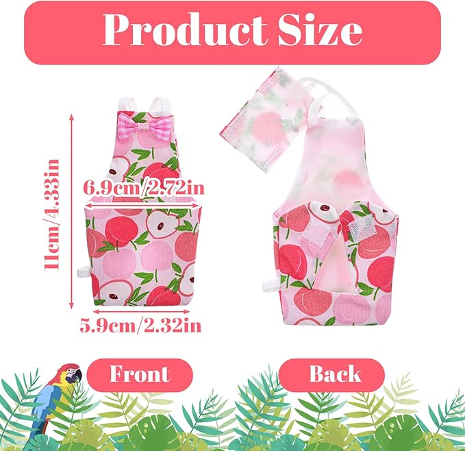 5 Pcs Bird Diaper, Parrot Nappy with Waterproof Inner Cute Parrot Pants Reusable Cockatiel Clothes Flight Suit for Parakeet Cockatiel Mini Macaw Budgie Canary