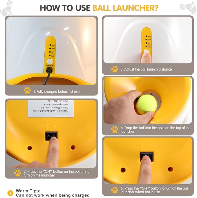 Automatic Dog Ball Thrower with 3 Interactive Tennis Balls, Electric Pet Dog Ball Launcher Interactive Dog Toy,Adjustable Distance Settings for Indoor and Outdoor Play (Orange)