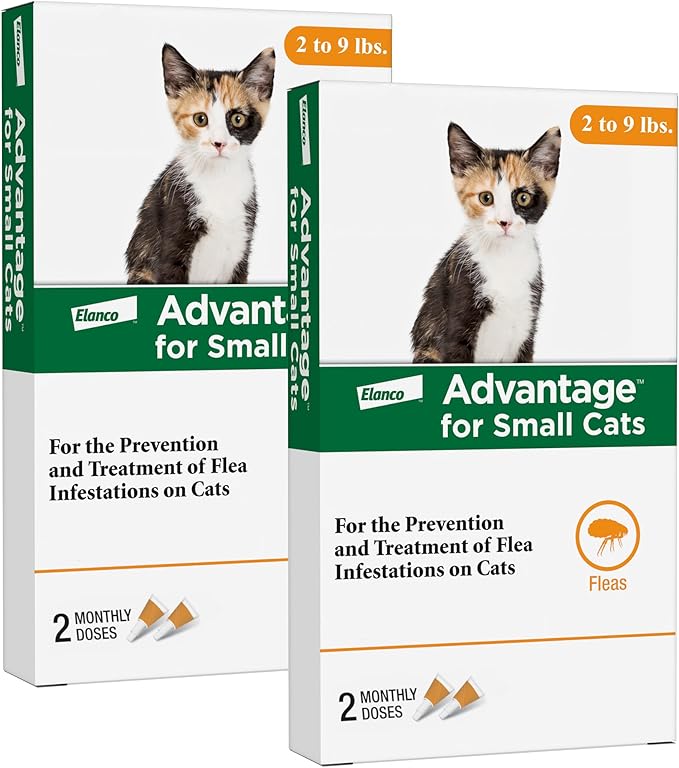 Advantage Topical Cat Flea Treatment and Prevention for Small Cats 2-9 lbs. | Apply Flea Drops Monthly | 2 Treatments,(Pack of 2)
