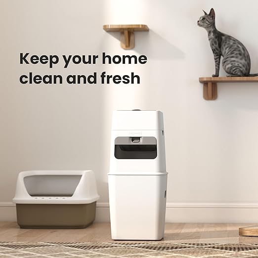 Neakasa PooGuard Litter Disposal Bin, 9.2L Trash Can for Cat Litter, Grey and White Trash Can Bundle