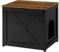 Dwanton Cat Litter Box Furniture Hidden, Cat Litter Box Enclosure, Reversible Entrance Can Be on Left or Right Side, Indoor Cabinet, Wooden Washroom, Nightstand, Black and Warm Brown, 23.6" L