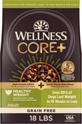 Wellness CORE+ Healthy Weight Adult Dry Dog Food with Freeze Dried Pieces, Grain Free Kibble+, Natural, High Protein, Turkey and Chicken Recipe, 18 lb Bag