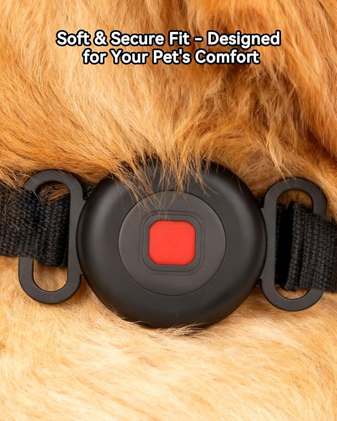 Bluetooth Dog Tracker Tag, Pet Tracker for Dogs with Silicone Collar Holder, Works with Apple Find My & Android Find Hub, IP67 Waterproof Anti-Lost Locator, Black 2 Pack