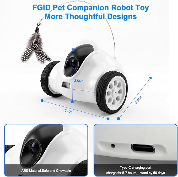 Robot Camera on Wheels 720P Dual Lens,Indoor Movable Security Camera with 2-Way Talk,Bot with Night Vision,Distance Bot App Control for Cats/Dogs/Baby/Elderly