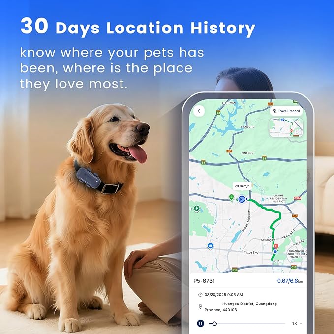 SEEWORLD Cat Tracker Dog Tracking Device with Real-Time Location | Activity Sleeping Monitoring | Geo-Fence for All Collars-iOS & Android (Subscription Required)