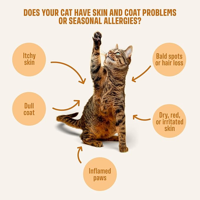 Skin & Coat for Cats – Functional Creamy Snack with Salmon Oil, Algae Oil, Zinc, Collagen & Biotin – Supports Skin and Fur Health – 30 x 0.53 oz Sachets – with Real Tuna