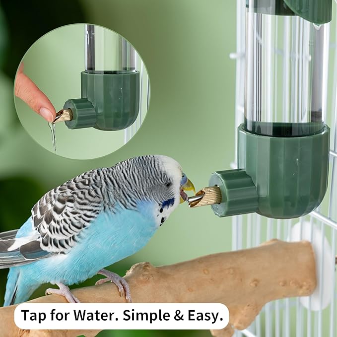 AOTU 9.4 Fl Oz Bird Water Dispenser Automatic Bird Water Feeder for Cage with Spring Valve, Clear Cage Water Drinker for Cockatiels Budgies Green-cheeked Conure African Grey Sun Conure