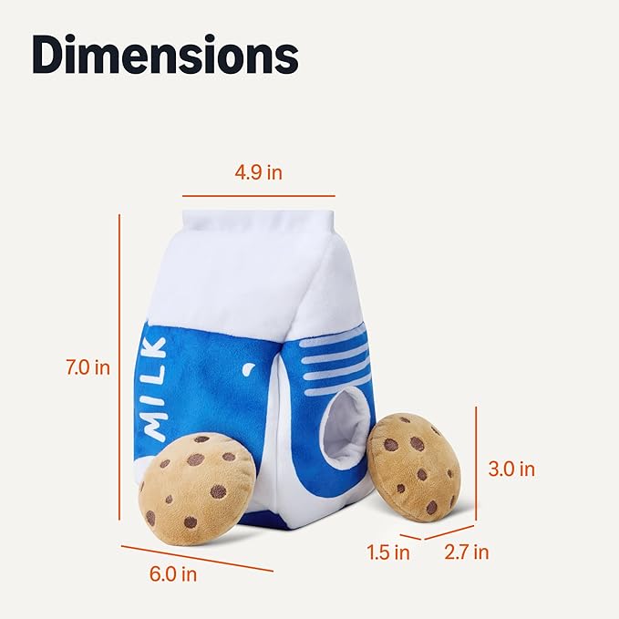 Amazon Basics Interactive Dog Squeak Toys with 1 Milk Carton and 4 Cookies, Ideal for Puppies, Small and Medium Dogs