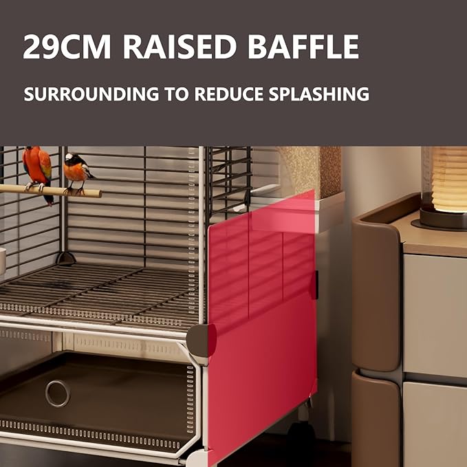Large Parrot Cage with Acrylic Doors, 4 Casters, Perch & Feeder, Detachable Drawer, Ideal for Cockatiels, Budgies, Conures, Indoor/Outdoor Use – Spacious White Birdcage (Black, 72 * 36 * 135)
