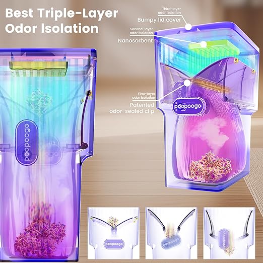 Cat Litter Trash Can + Litter Bag (3 Rolls Cat Waste Bag + 6 Deodorizing Bags+3 Pice Cable Tie)