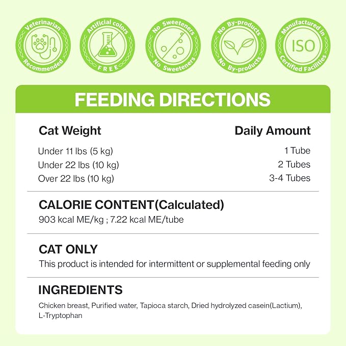 Doctor By Cat Calming Stress and Anxiety Relief Supplement Anti Stress Relaxant Sedative overgrooming with Lactium, L-Tryptophan 30 lickable Formula Individually Packaged, Chicken (1 Pack)