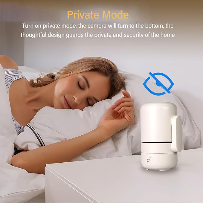 Walfront 2.4G WiFi Security Camera Indoor Baby/Elder/Dog/Pet Camera Smart Home Surveillance 360 Degree Rotation Private Mode Triggering Alarm